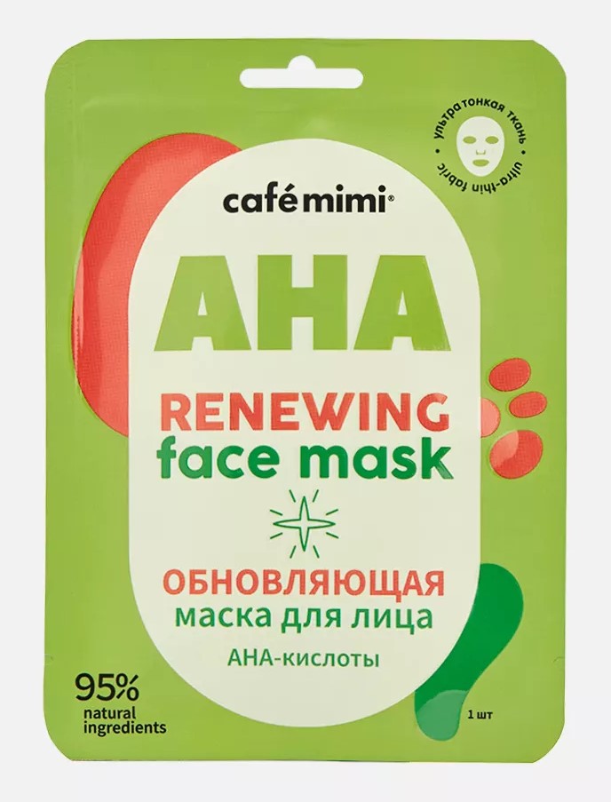 Cafe mimi Маска тканевая обновляющая, маска для лица, 1 шт. фото