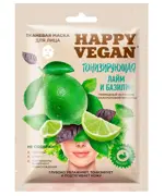 Happy Vegan Маска для лица тканевая тонизирующая, 25 мл, 1 шт, лайм + базилик фото