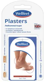 Wellfeet Пластырь мозольный гидроколлоидный, набор пластырей от влажных мозолей, 6 шт, 2,9см х 6см + 2,2см х 4,1см фото