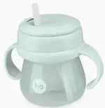Happy Baby Поильник с трубочкой и ручками, 9+ мес, 250 мл, 1 шт, голубой, арт. 14012 фото 2