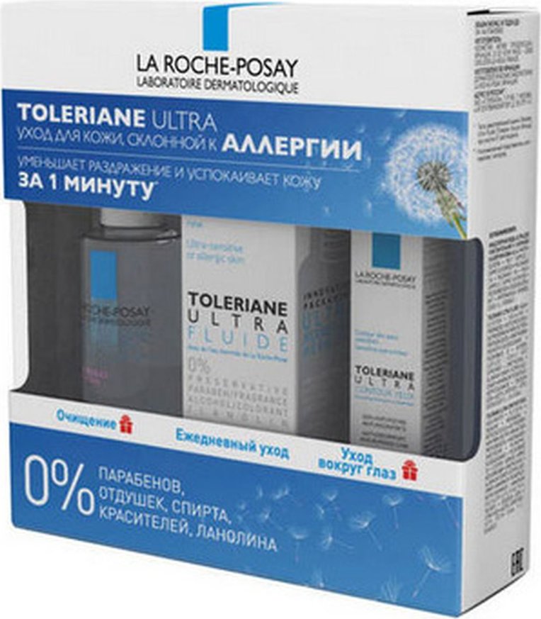 La Roche-Posay Toleriane Ultra Флюид 40 мл + Мицеллярная вода 50 мл + Уход вокруг глаз 2 мл, набор, 1 шт. фото