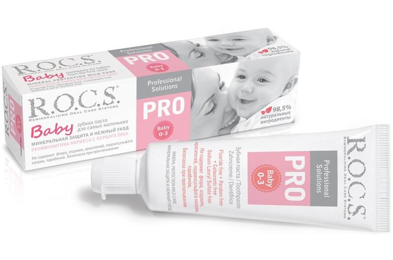 ROCS PRO Baby Минеральная защита и нежный уход, паста зубная, 45 г, 1 шт, без фтора фото