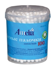 Амелия Ватные палочки, ватные палочки в стакане, 100 шт. фото