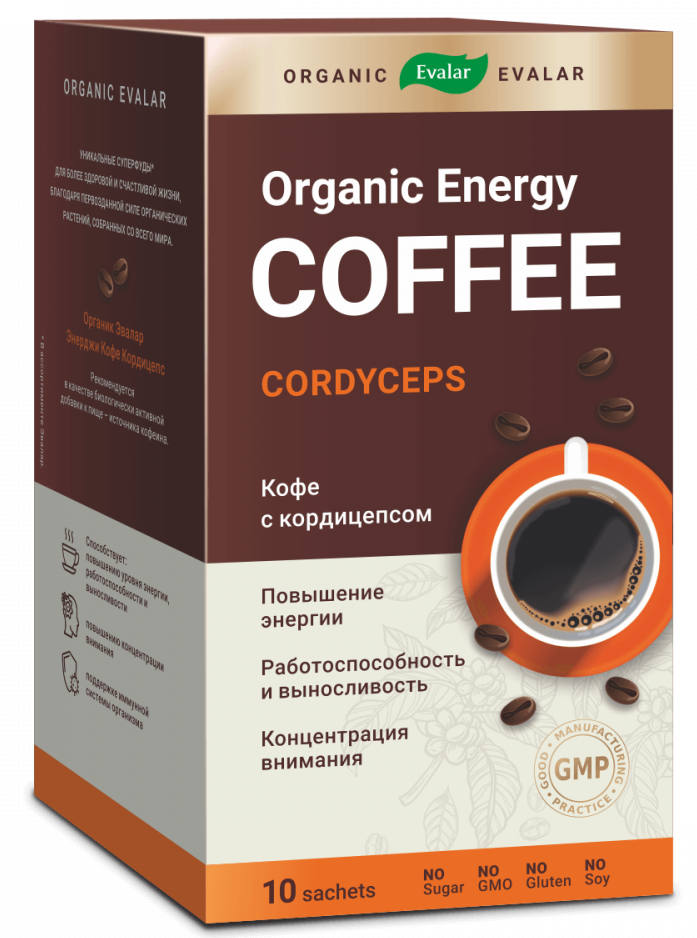 Эвалар Organic energy Кофе Энергия растворимый с кордицепсом, порошок, 8 г, 10 шт. фото