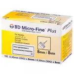 BD Micro-Fine Plus Игла одноразовая к инсулиновому инжектору, игла, 100 шт, 30G (0.30x8 мм) фото