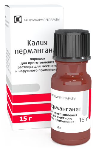 Калия перманганат, порошок для приготовления раствора для местного и наружного применения, 15 г, 1 шт. фото
