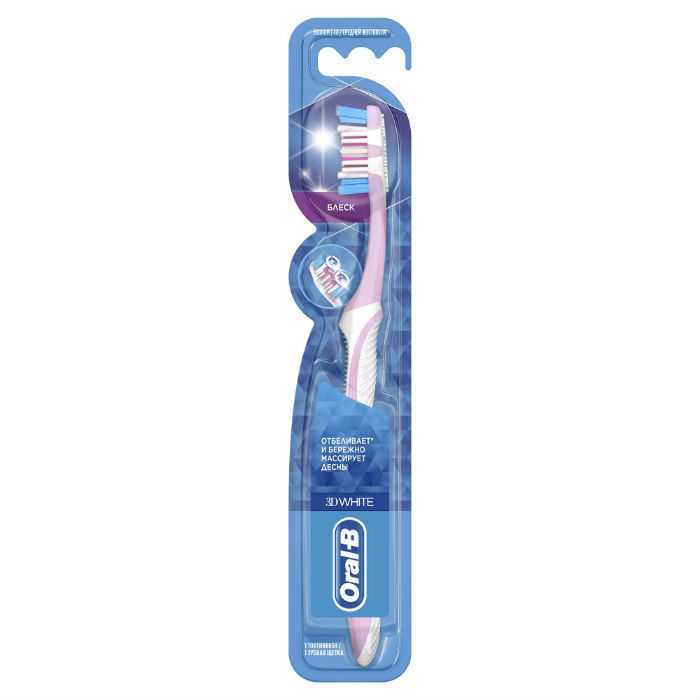 Oral-B 3D White Блеск Зубная щетка, щетка зубная, 1 шт, средней жесткости фото
