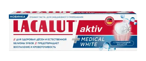 Lacalut aktiv medical white зубная паста, паста зубная, 90 г, 1 шт. фото