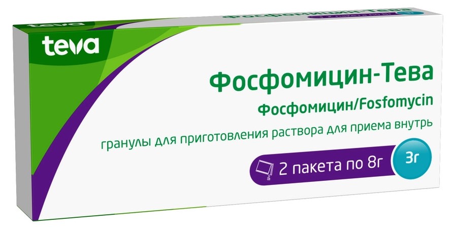 Фосфомицин-Тева, 3 г, порошок для приготовления раствора для приема внутрь, 2 шт. фото