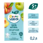 Фрутоняня сок, сок, 200 мл, 1 шт, яблоко + персик, без сахара фото 3