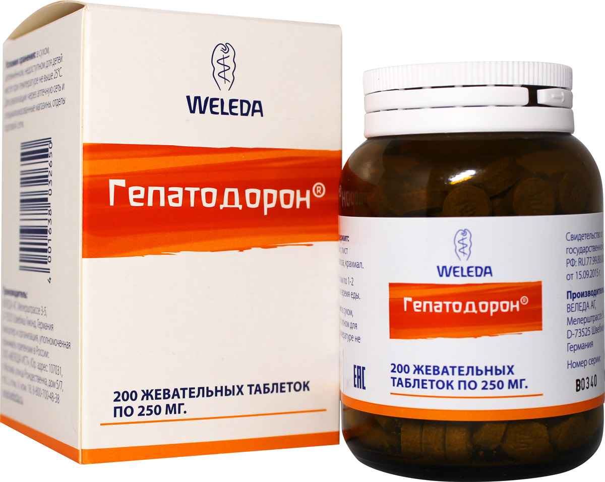 Weleda Гепатодорон таблетки жевательные, 250 мг, таблетки жевательные, 200 шт. фото