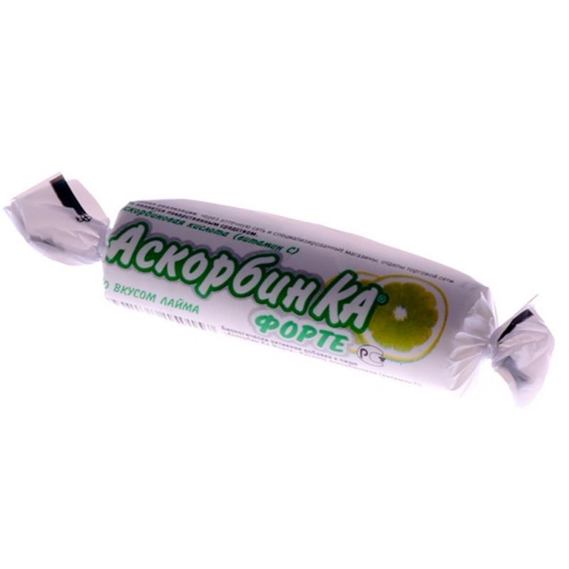 Аскорбин Ка Форте, 3 г, таблетки жевательные, 10 шт, лайм фото