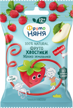 Фрутоняня Фруктовые кусочки без сахара, 15 г, 1 шт, яблоко + земляника фото