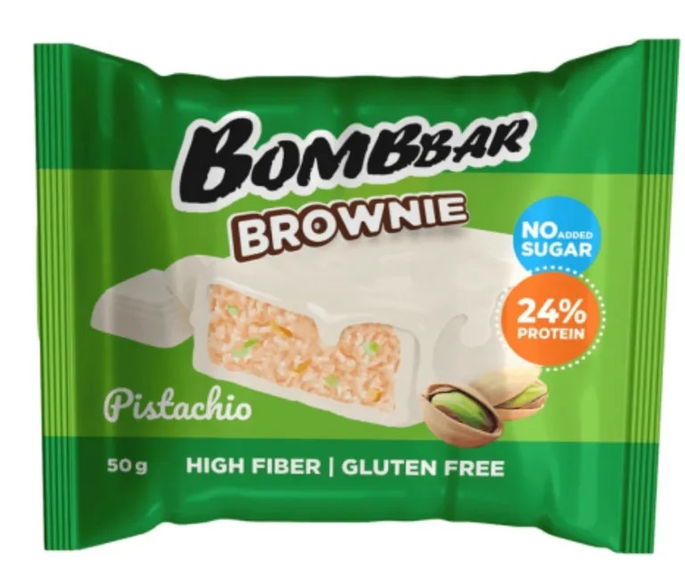 Bombbar Печенье глазированное, 50 г, 1 шт, брауни с фисташкой фото