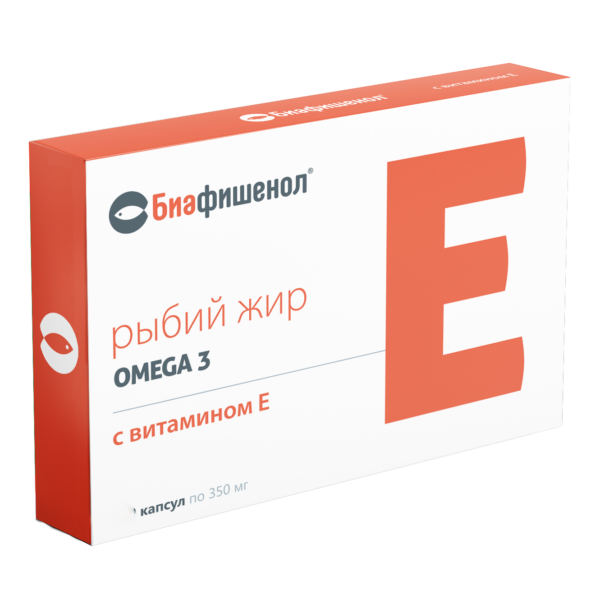Биафишенол рыбий жир с витамином Е, 0.35 г, капсулы, 60 шт. фото