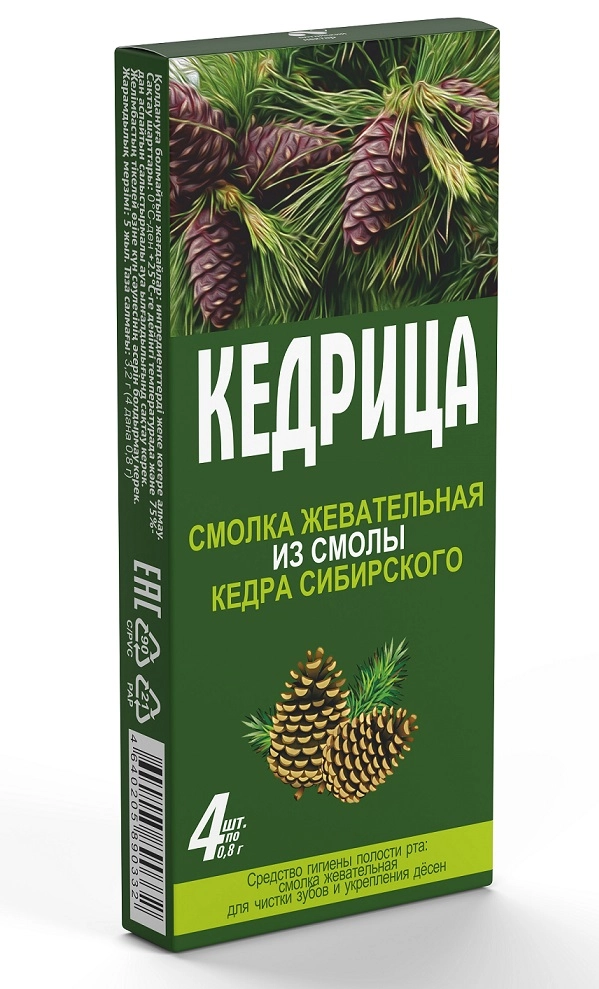 Кедрица смолка жевательная из смолы кедра сибирского, 0.8 г, 4 шт. фото