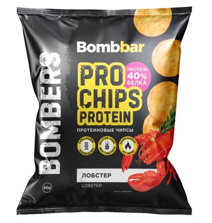 Bombbar Bombers чипсы протеиновые цельнозерновые, чипсы, 50 г, 1 шт, лобстер фото