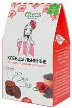 Oleos Хлебцы льняные, хлебцы, 100 г, 1 шт, с маком фото