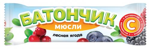 Батончик-мюсли с витамином С, батончик, 25 г, 1 шт, лесная ягода фото