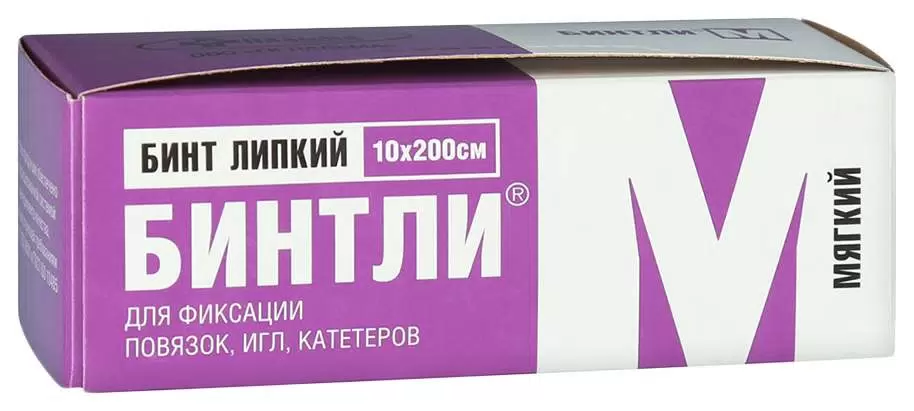 Бинтли М, бинт липкий фиксирующий, 10 см х 2 м, 1 шт, нетканая основа фото