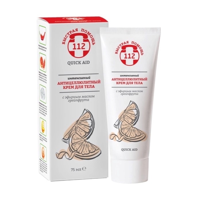 Быстрая помощь 112 крем для тела интенсивный антицеллюлитный, гель, 75 мл, 1 шт, с эфирным маслом грейпфрута фото