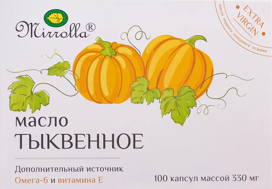 Mirrolla Масло тыквенное, 330 мг, капсулы, 100 шт. фото