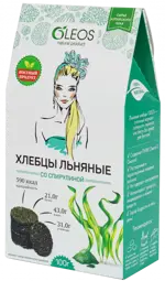 Oleos Хлебцы льняные, хлебцы, 100 г, 1 шт, со спирулиной фото
