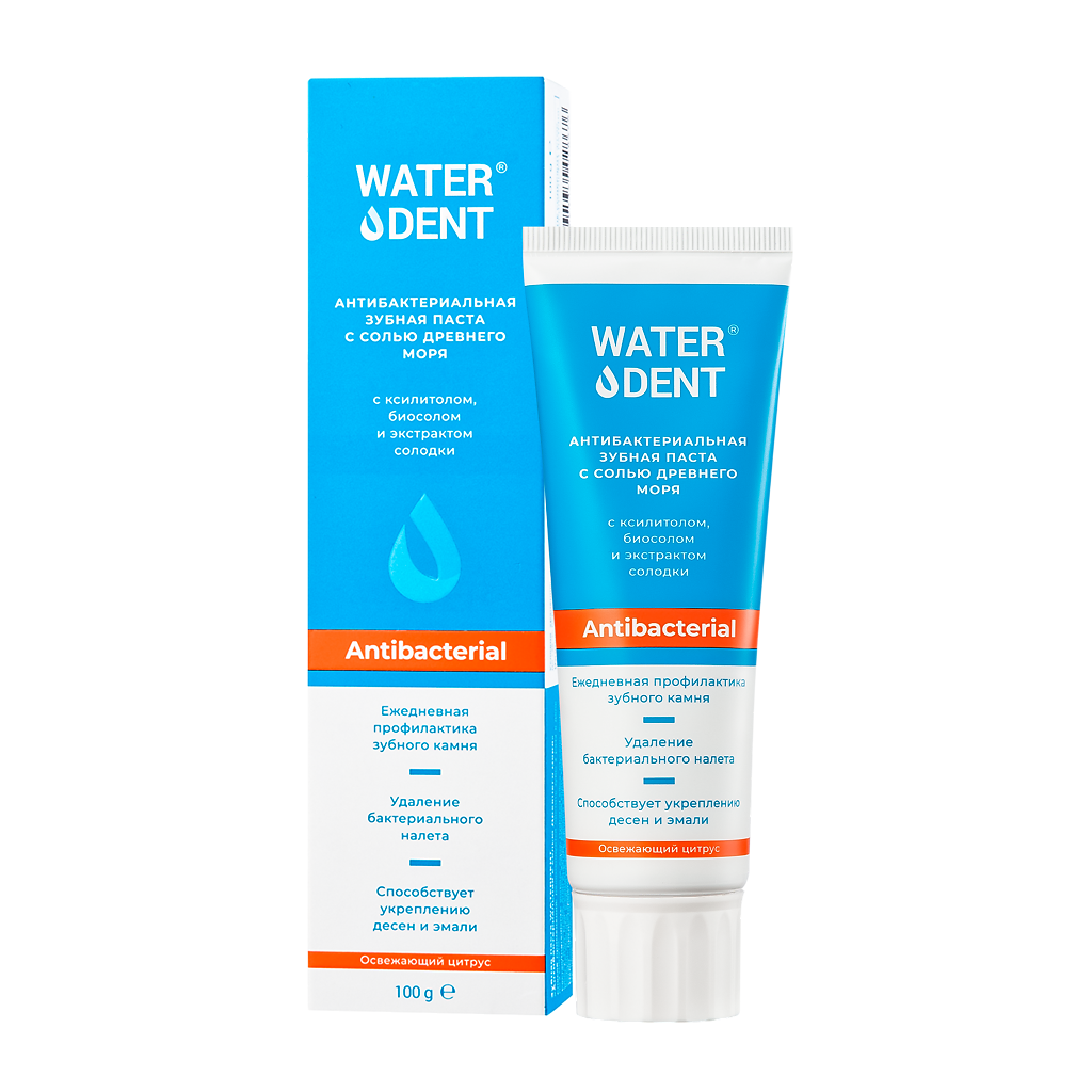 Waterdent Зубная паста антибактериальная, 100г, 1 шт, цитрусовый вкус, с солью Древнего моря фото