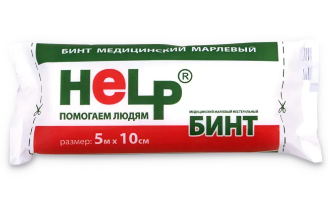 Help Бинт марлевый медицинский, 10 см х 5 м, 1 шт, нестерильно фото