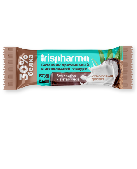 Ирисфарма Батончик протеиновый Кокосовый десерт, батончик, 40,0 г, 1 шт, без сахара фото
