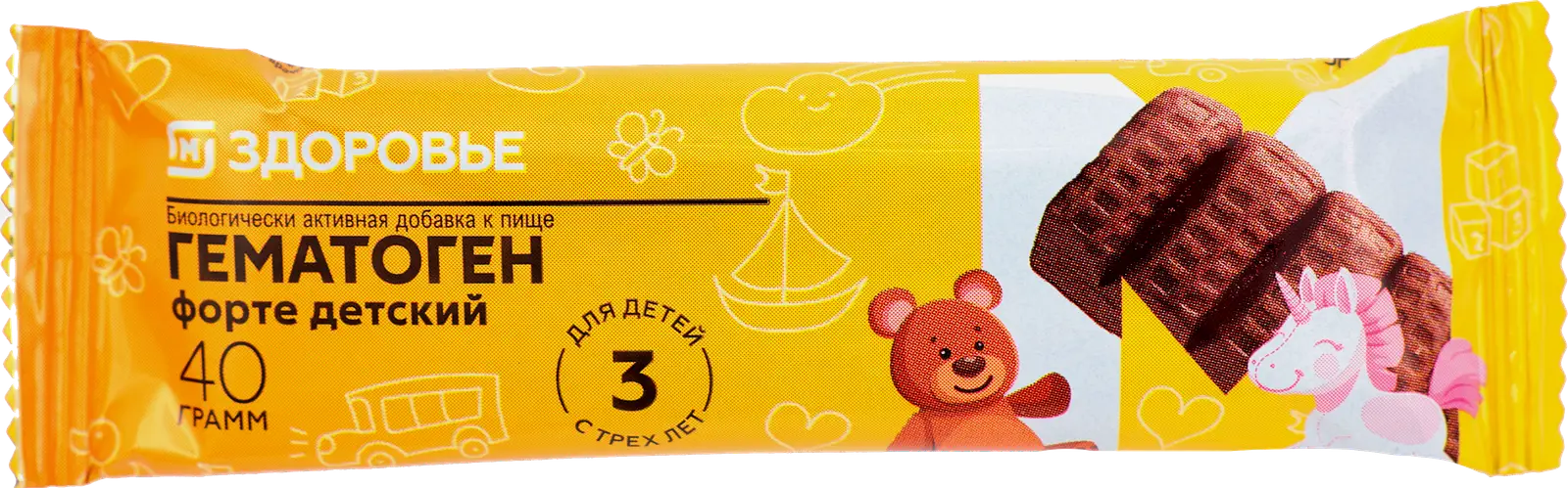 М Здоровье Гематоген форте детский, плитка, 40 г, 1 шт. фото