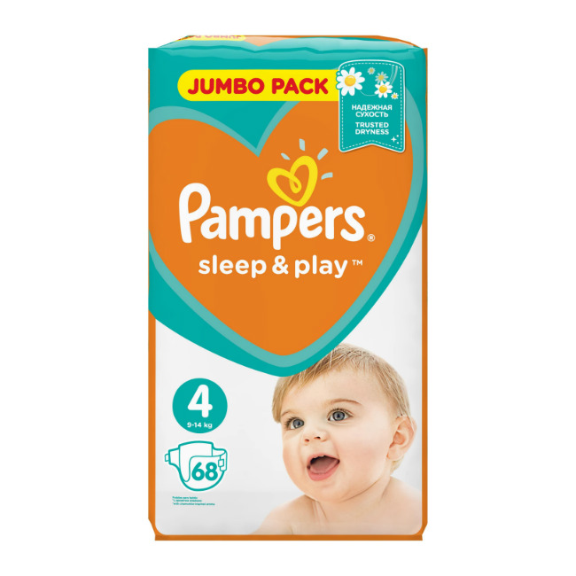 Pampers Sleep&amp;Play Подгузники детские, р. 4, 68 шт, 9-14 кг фото