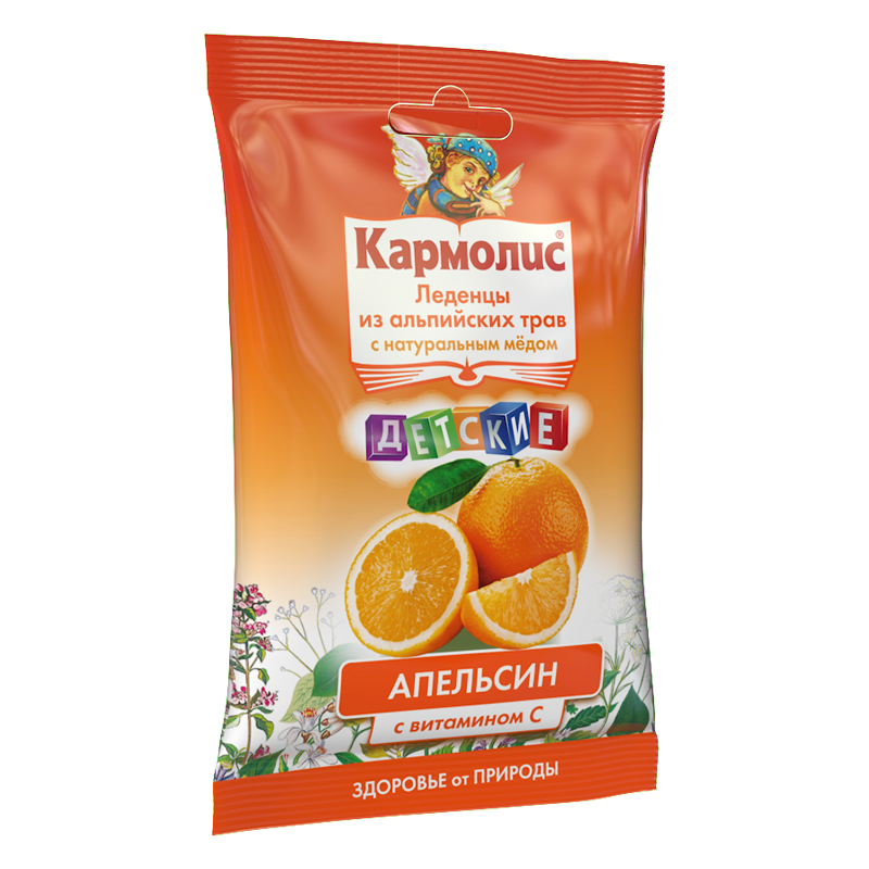 Кармолис Леденцы с медом и витамином С, 4.16 г, леденцы, 75 г, 1 шт, апельсин, для детей фото