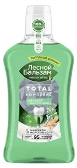Лесной бальзам Total Комплекс, ополаскиватель полости рта, 800 мл, 1 шт, с морской солью, экстрактом имбиря и чаем матча фото 