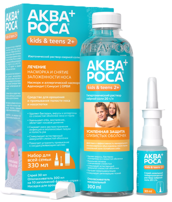 АкваРоса+ набор, 2%, набор, 1 шт, Ополаскиватель 300мл+спрей 30 мл+насадка для горла фото