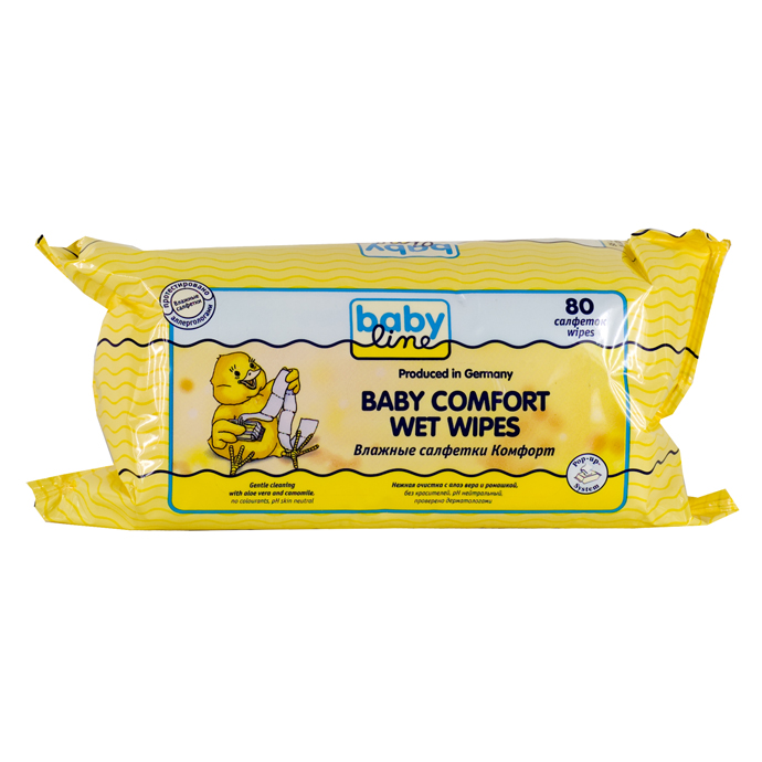 Babyline Салфетки влажные детские Комфорт, 80 шт, с алоэ вера и ромашкой фото