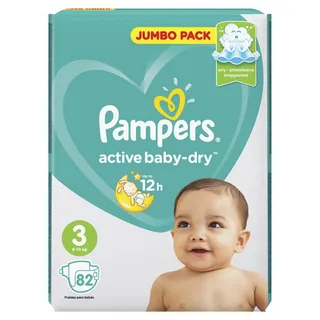 Pampers Active baby-dry Подгузники детские, р. 3, 82 шт, 6-10 кг фото