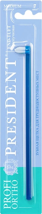PresiDENT End-Tuft Зубная щетка малопучковая, щетка зубная, 1 шт, цвет в ассортименте фото