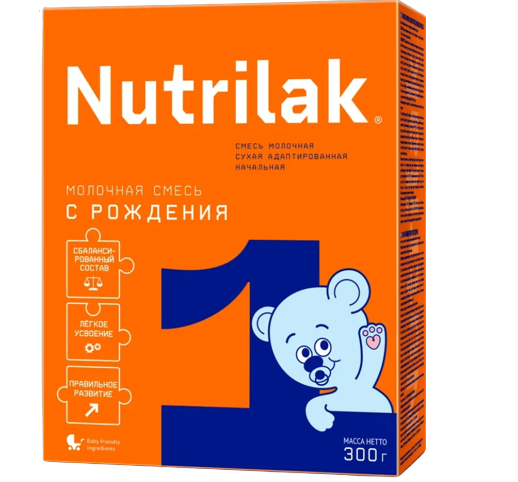 Nutrilak 1 Смесь сухая молочная адаптированная, 0-6 месяцев, смесь молочная сухая, 300 г, 1 шт. фото