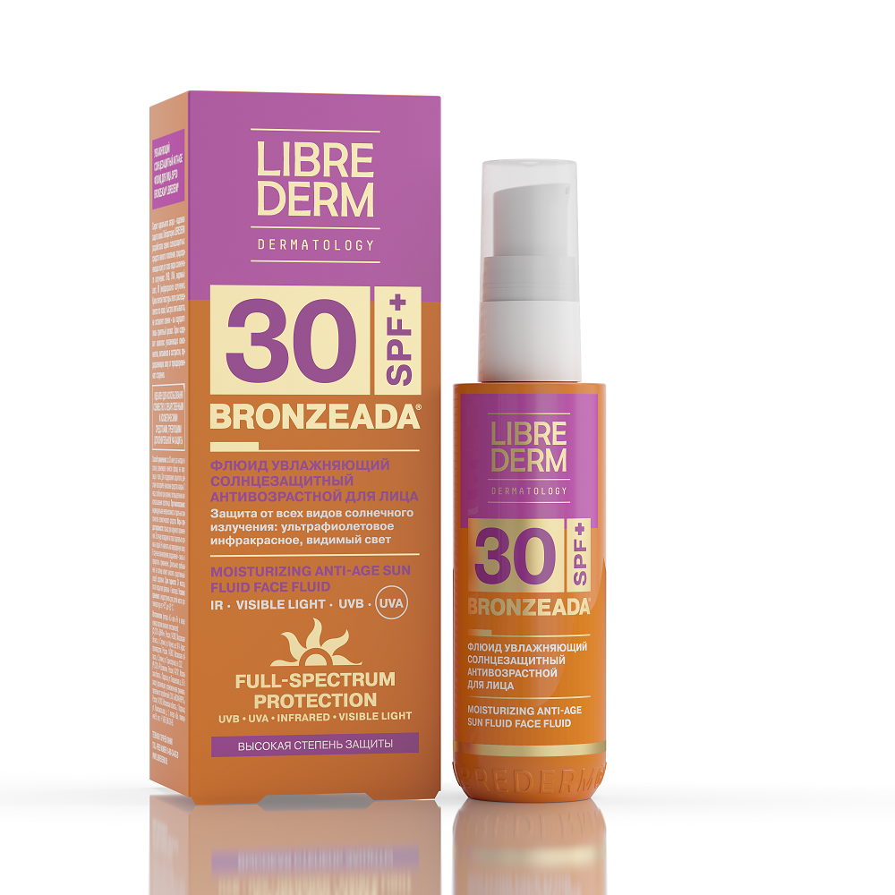 Librederm Bronzeada Флюид для лица солнцезащитный SPF30, 50 мл, 1 шт. фото