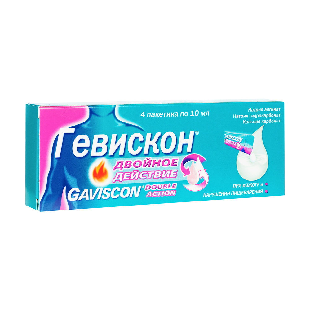 Гевискон Двойное Действие, суспензия для приема внутрь, 10 мл, 4 шт, мята фото
