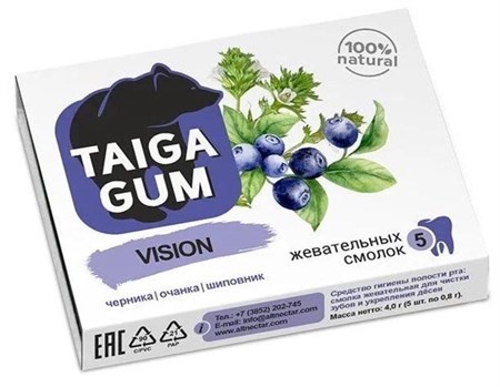 Taiga Gum Vision смолка жевательная без сахара, резинка жевательная, 5 шт. фото