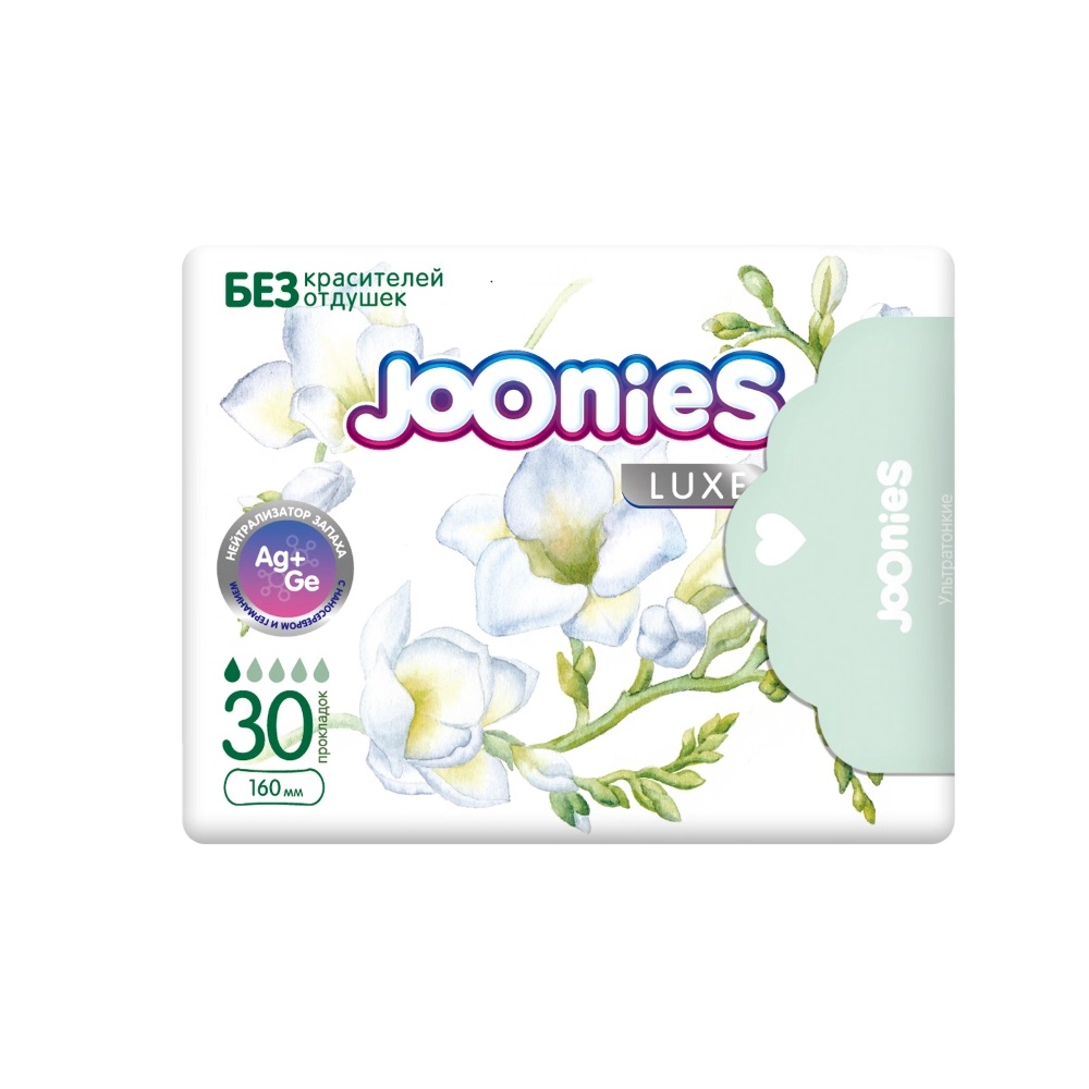 Joonies Luxe Прокладки гигиенические ежедневные женские, прокладки ежедневные, 30 шт, 1 капля фото