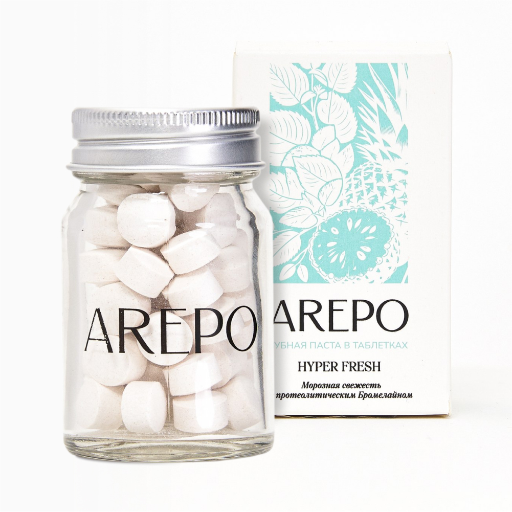 Arepo Hyper Fresh Зубная паста в таблетках Морозная свежесть, зубная паста, 55 шт. фото