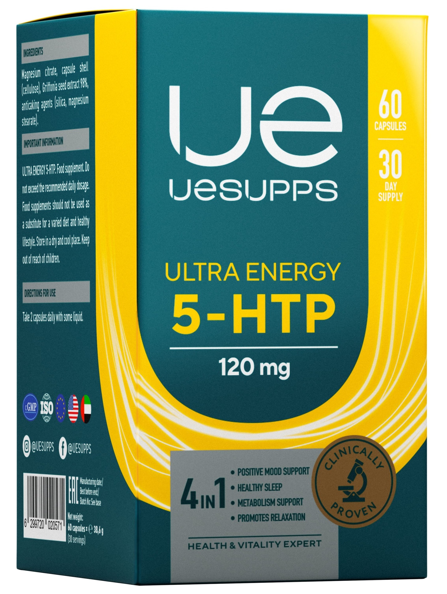 Uesupps Ultra Energy 5-HTP, 120 мг, капсулы, 60 шт. фото