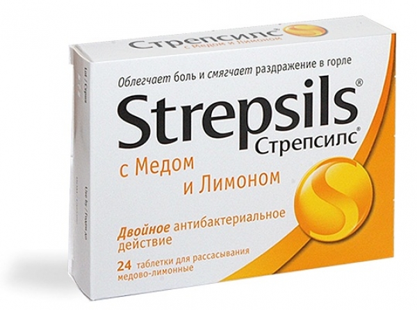Стрепсилс, таблетки для рассасывания, 24 шт, мед + лимон фото