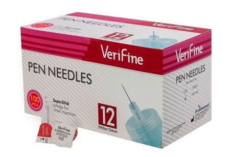 Verifine Иглы универсальные инъекционные одноразовые для инсулиновых шприц-ручек, 100 шт, 29G (0.33x12) фото