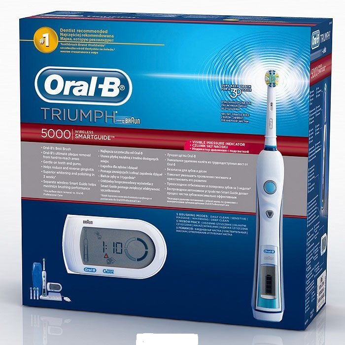 Oral-B Triumph Зубная щетка электрическая Смарт Гид, щетка зубная, 1 шт, с 3 сменными насадками фото