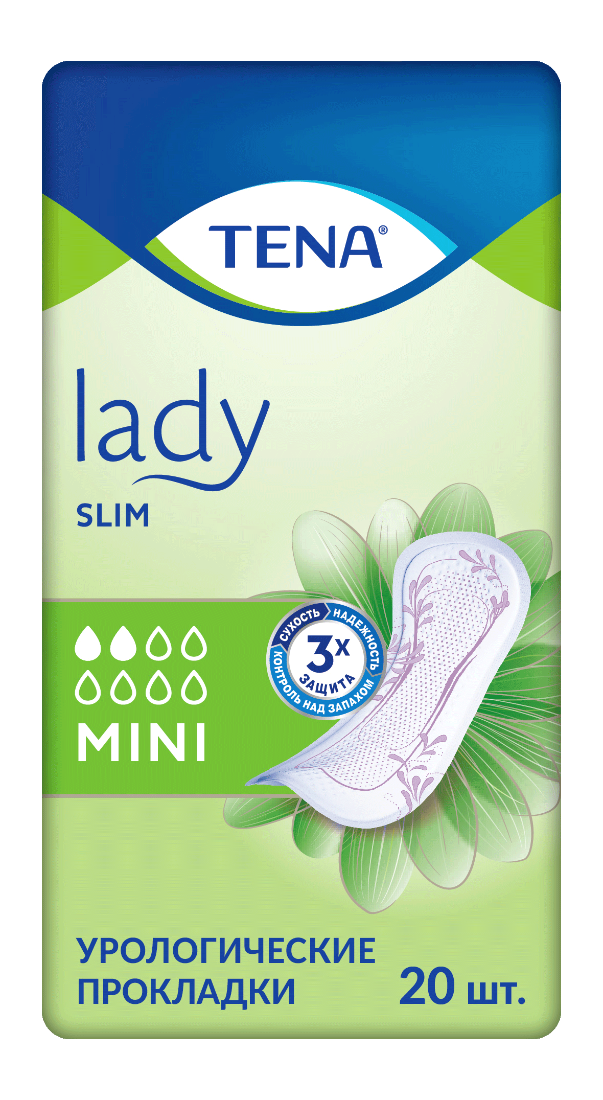 Tena Lady Slim Mini Прокладки урологические, прокладки урологические, 20 шт, 2 капли фото