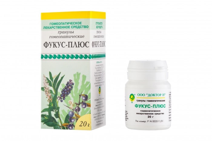 Фукус-плюс, гранулы гомеопатические, 20 г, 1 шт. фото